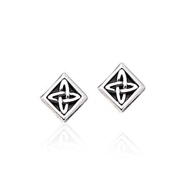 Celtic Knotwork Square Silver Post Earrings TER1810 - Jewelry